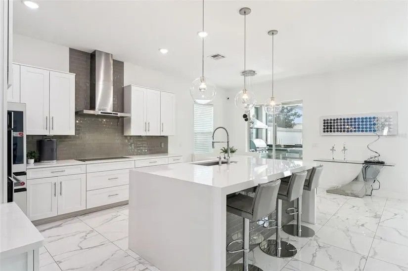 Kitchen with stone counters